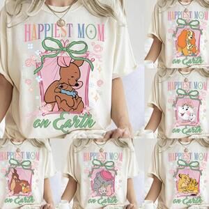 Disney Coquette Bow Happiest Mom On Earth T-Shirt, Disney